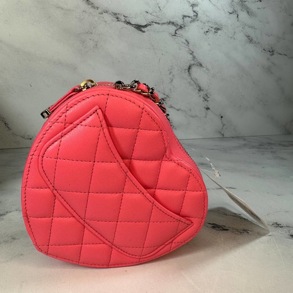 Chanel Pink Heart Bag Mini 22S CC small Lambskin Leather Crossbody bag New w/tag - Picture 9 of 15